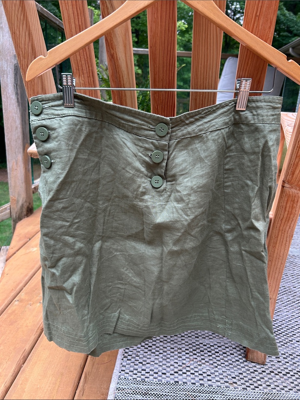 Max Studio Olive Green Button-Front Mini Skirt